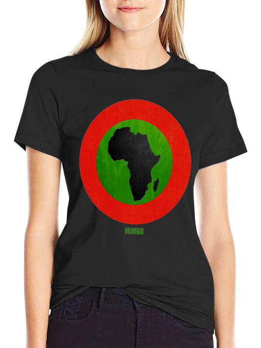 Africa Map Graphic Tee - Bold Red & Green Design