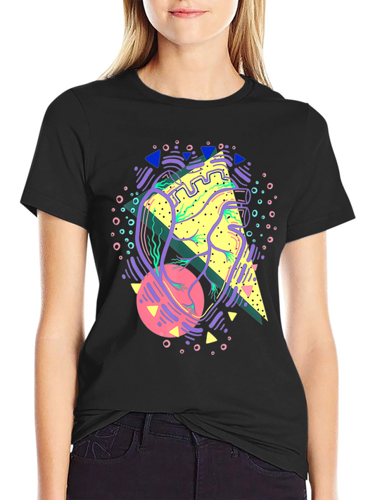 Abstract Anatomical Heart Graphic Tee - Black