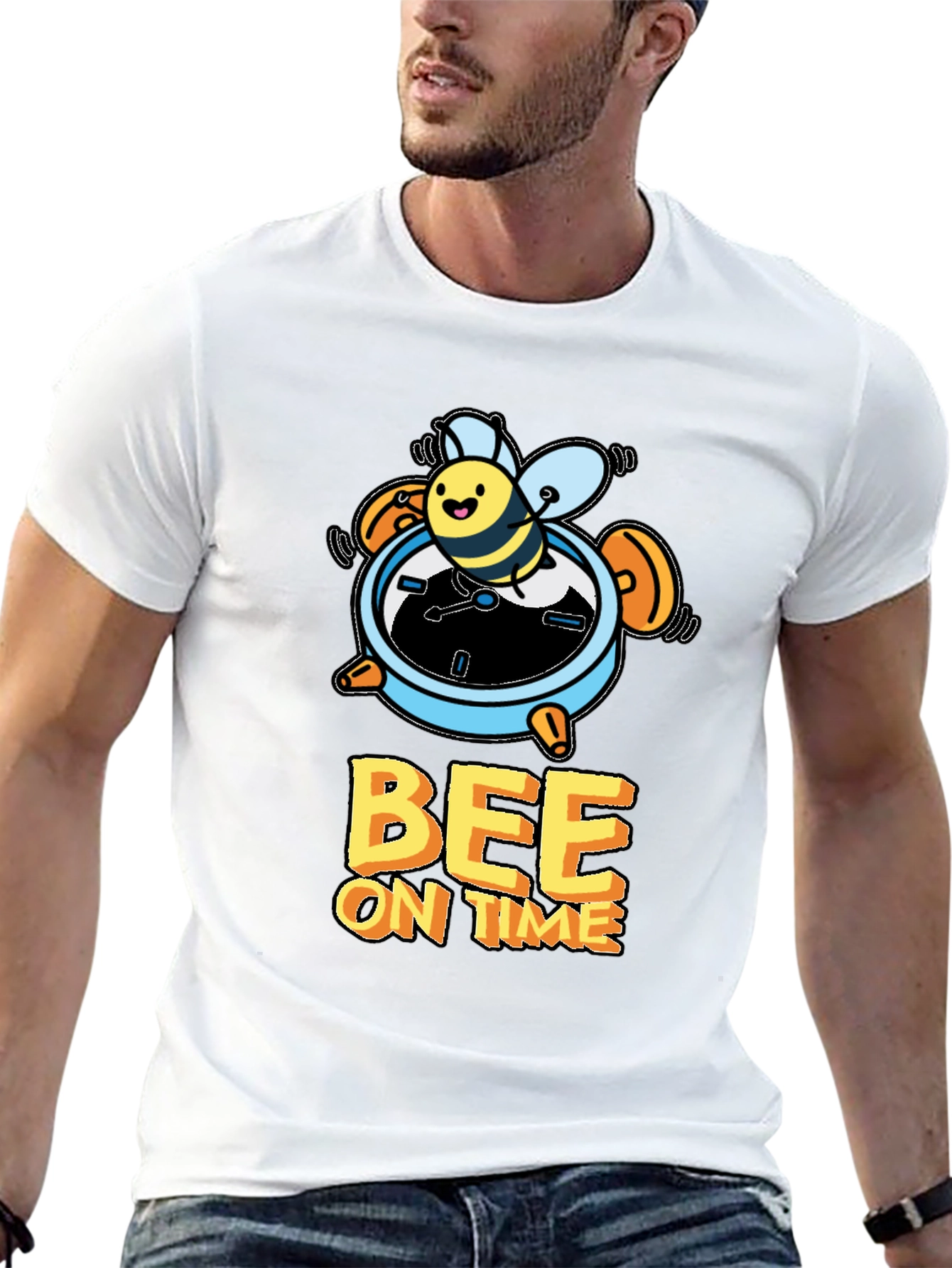 Bee On Time Black Graphic T-Shirt