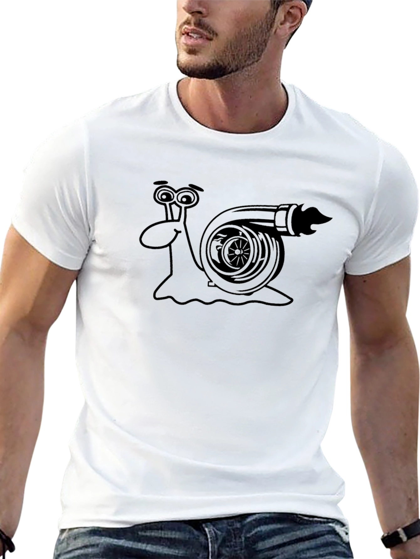 Turbo Snail Funny Graphic Tee - Black Cotton T-Shirt