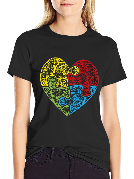 Autism Awareness Heart Puzzle Graphic T-Shirt