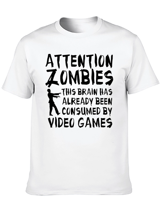 Attention Zombies T-Shirt - Video Game Consumed Brain