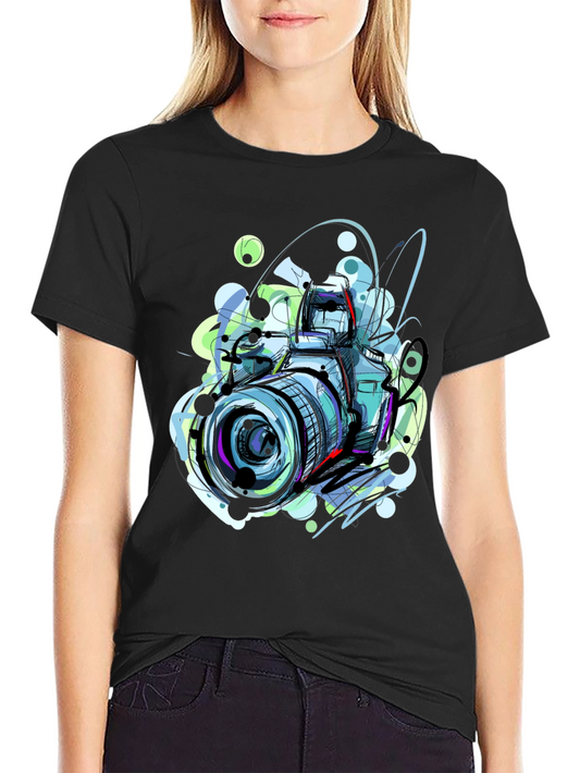 Abstract Camera Graphic Tee - Artistic Mens T-Shirt