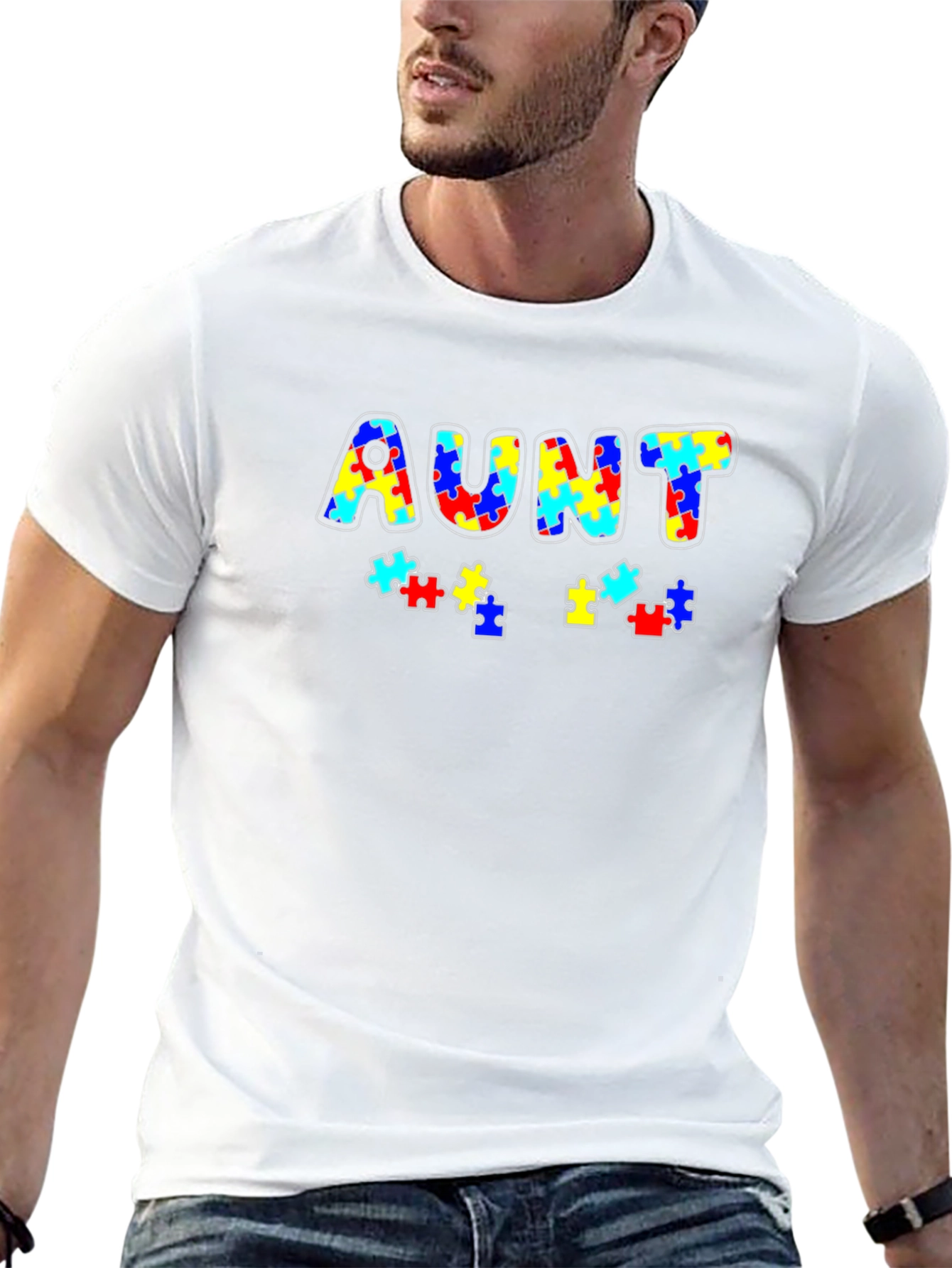 Autism Awareness Aunt Puzzle Piece T-Shirt
