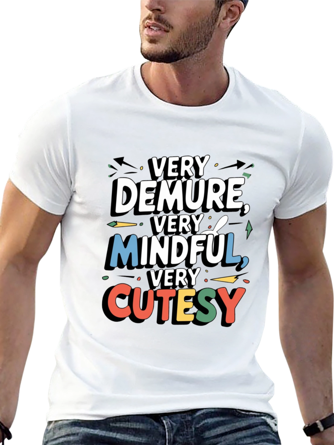 Very Demure Mindful Cutesy Black Graphic T-Shirt