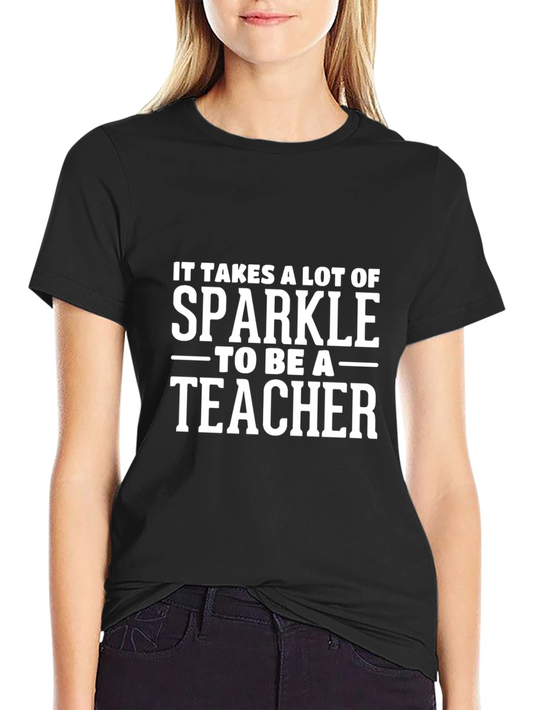 Sparkle Teacher T-Shirt - Black Cotton Tee