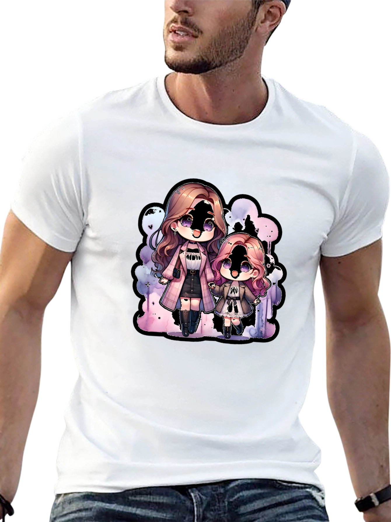 Anime Girl Graphic Black T-Shirt