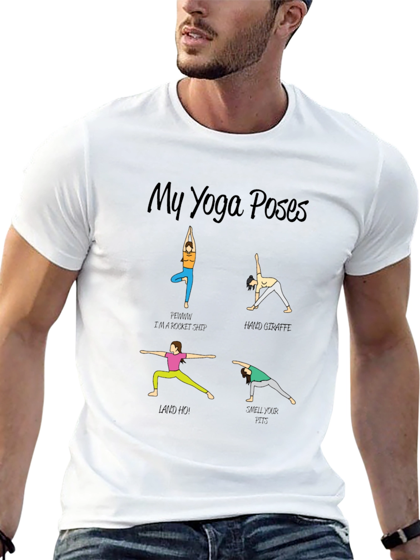 Yoga Poses Graphic T-Shirt - Funny Exercise Tee