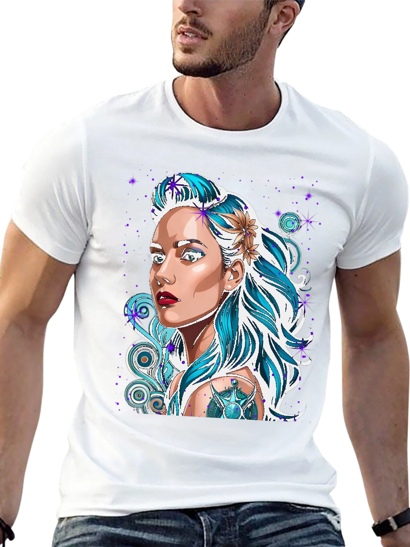 Woman Portrait Graphic Black T-Shirt