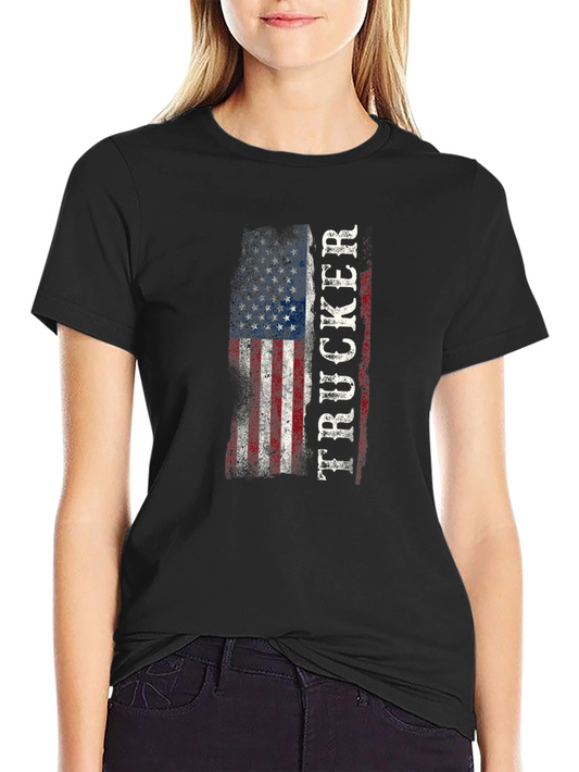 Trucker USA Flag Graphic T-Shirt