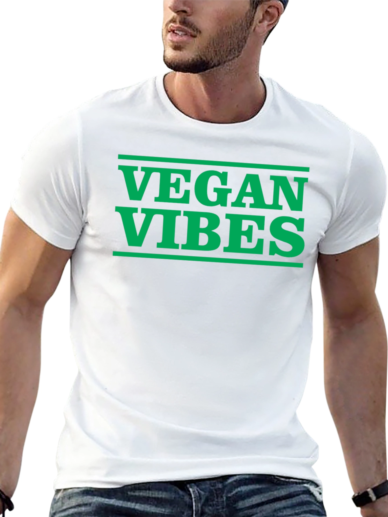 Vegan Vibes Graphic Tee - Black Cotton T-Shirt