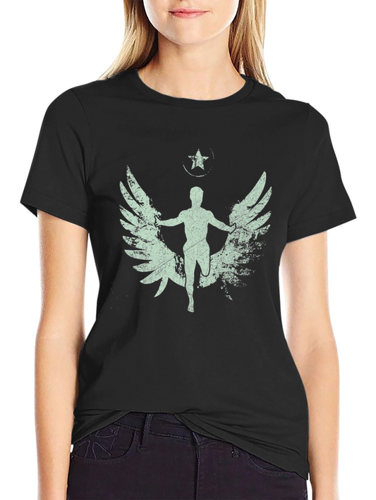 Winged Runner Graphic Tee - Black Cotton Blend