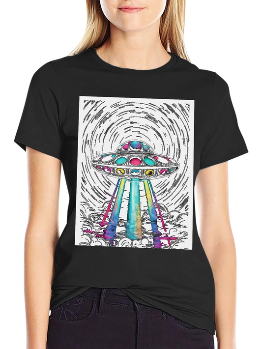 UFO Abduction T-Shirt - Colorful Alien Spaceship Design