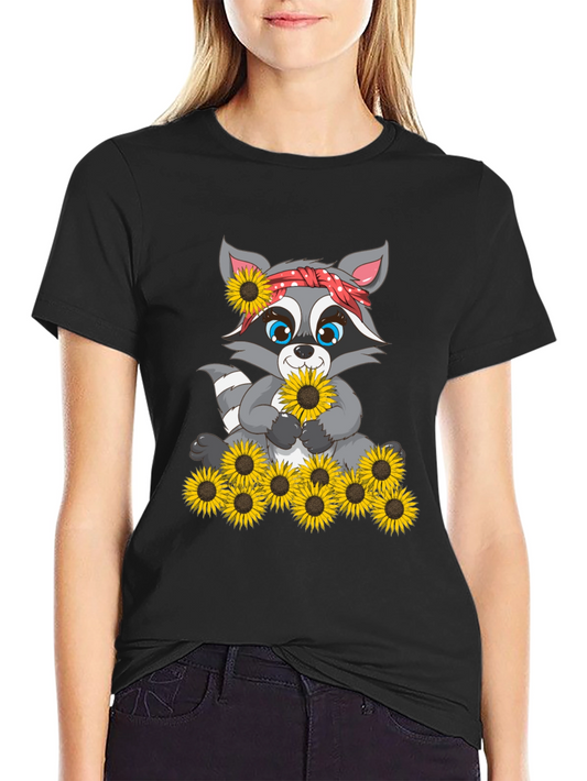 Sunflower Raccoon Graphic Tee