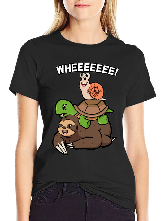 Sloth Turtle & Snail Black T-Shirt