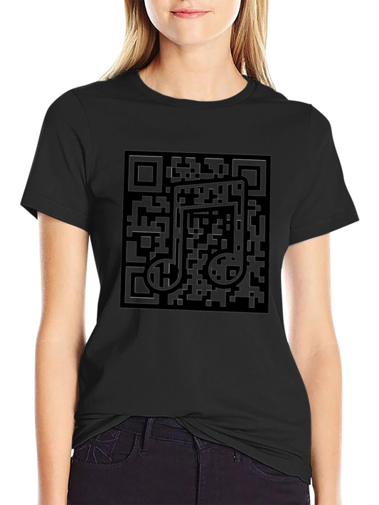 Black QR Code Music Note T-Shirt