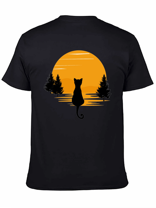 Black Cat Sunset Silhouette T-Shirt