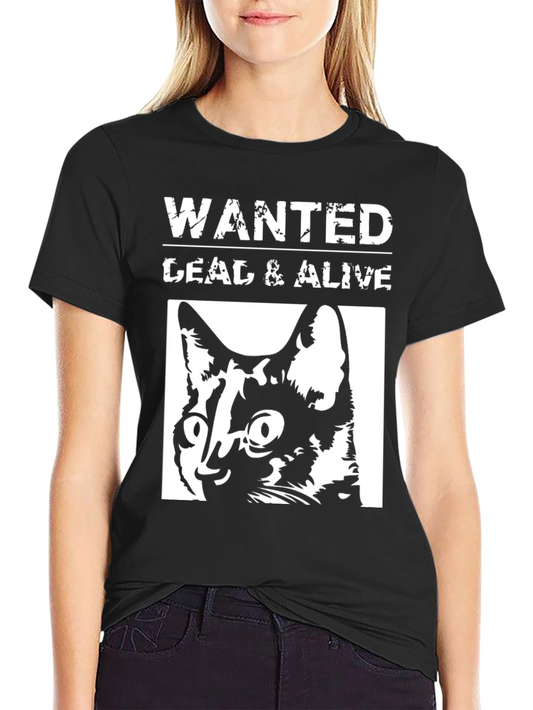 Wanted Dead or Alive Cat Graphic T-Shirt