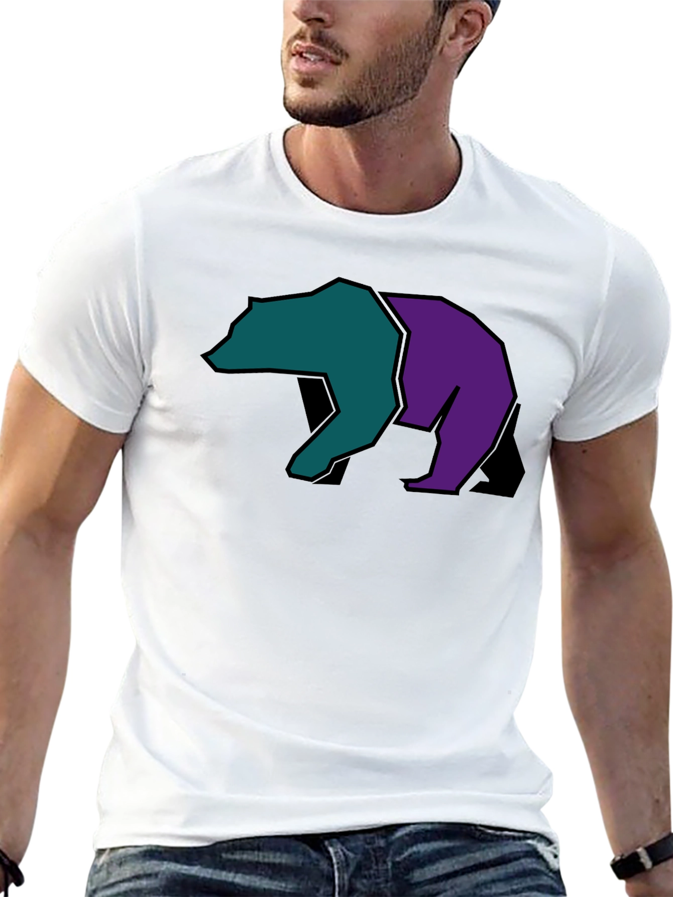 Abstract Bear Graphic Black Tee
