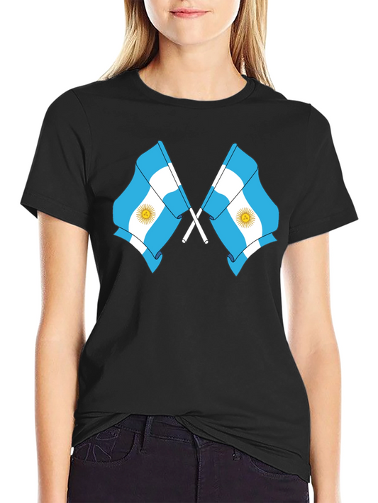 Argentina Flag Graphic Tee - Black Cotton Blend