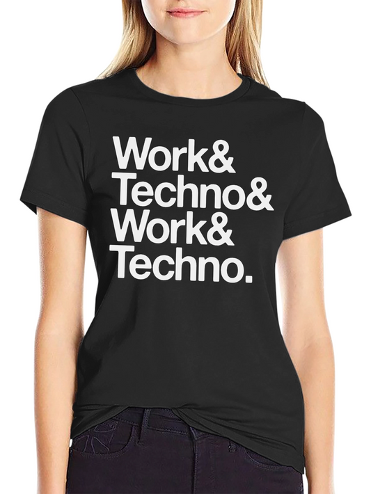 Work & Techno Graphic Print Crew Neck T-Shirt