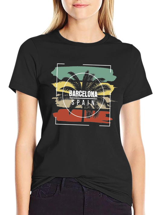 Barcelona Spain Palm Tree Graphic Tee