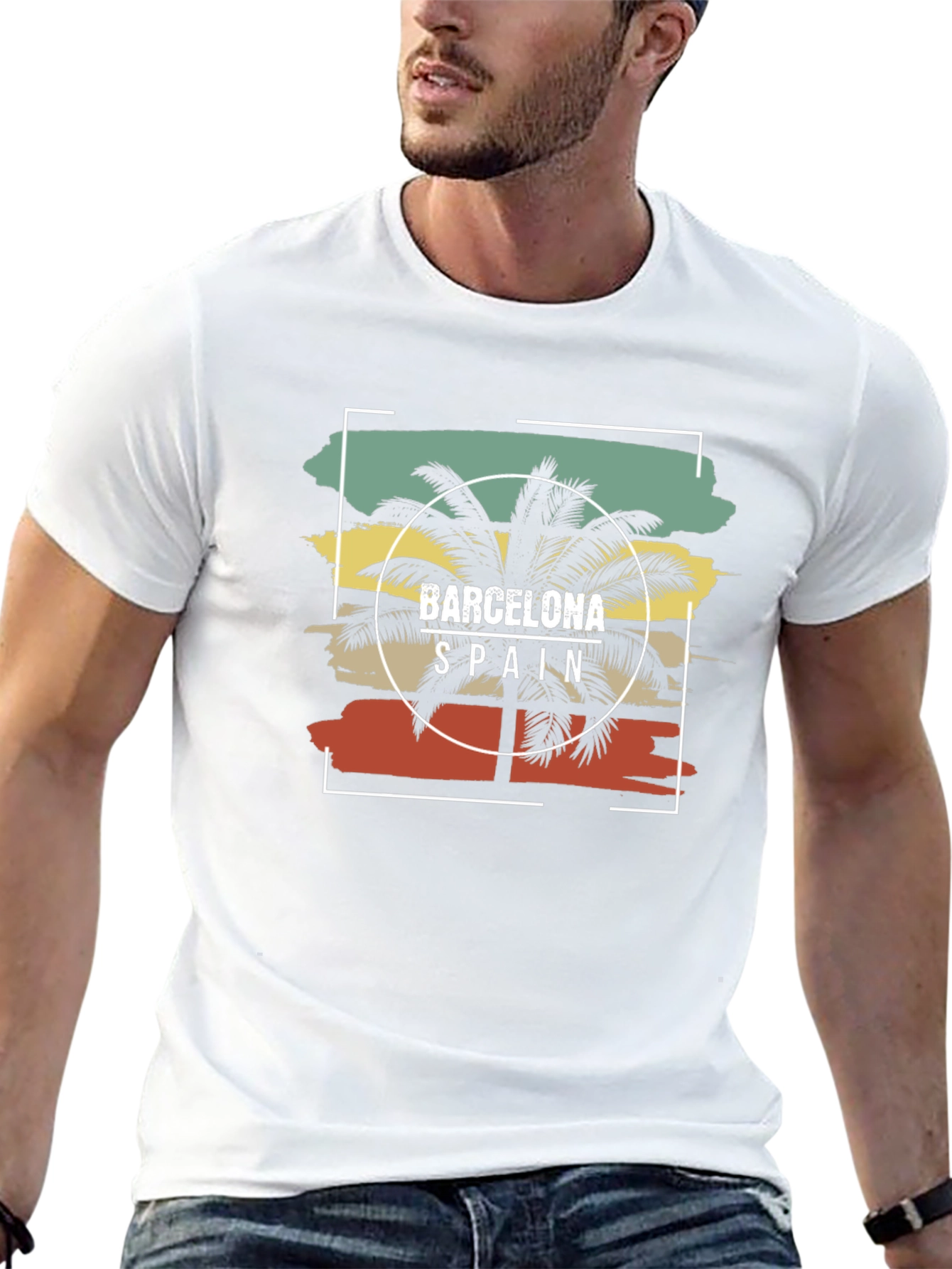 Barcelona Spain Palm Tree Graphic Tee