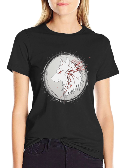 Wolf Graphic Print Black T-Shirt