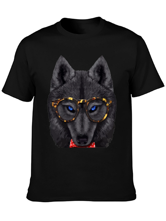 Wolf with Glasses Graphic T-Shirt