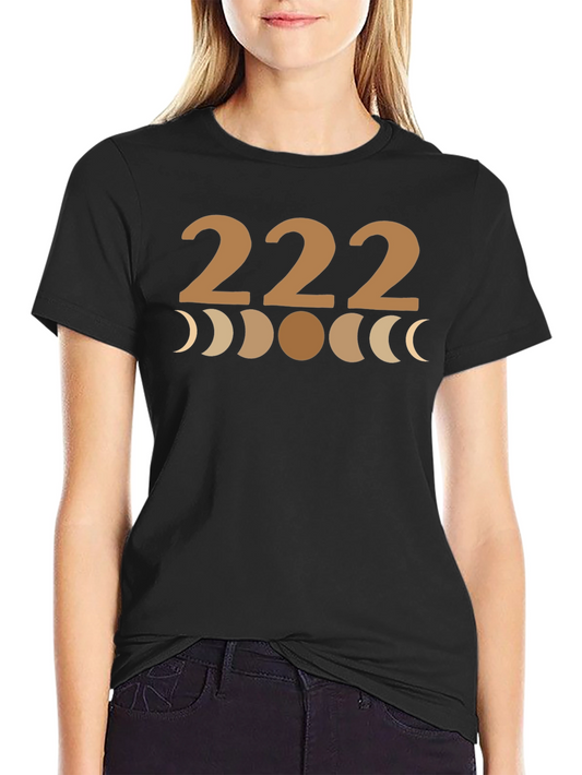 222 Moon Phase Graphic Tee - Black Cotton T-Shirt
