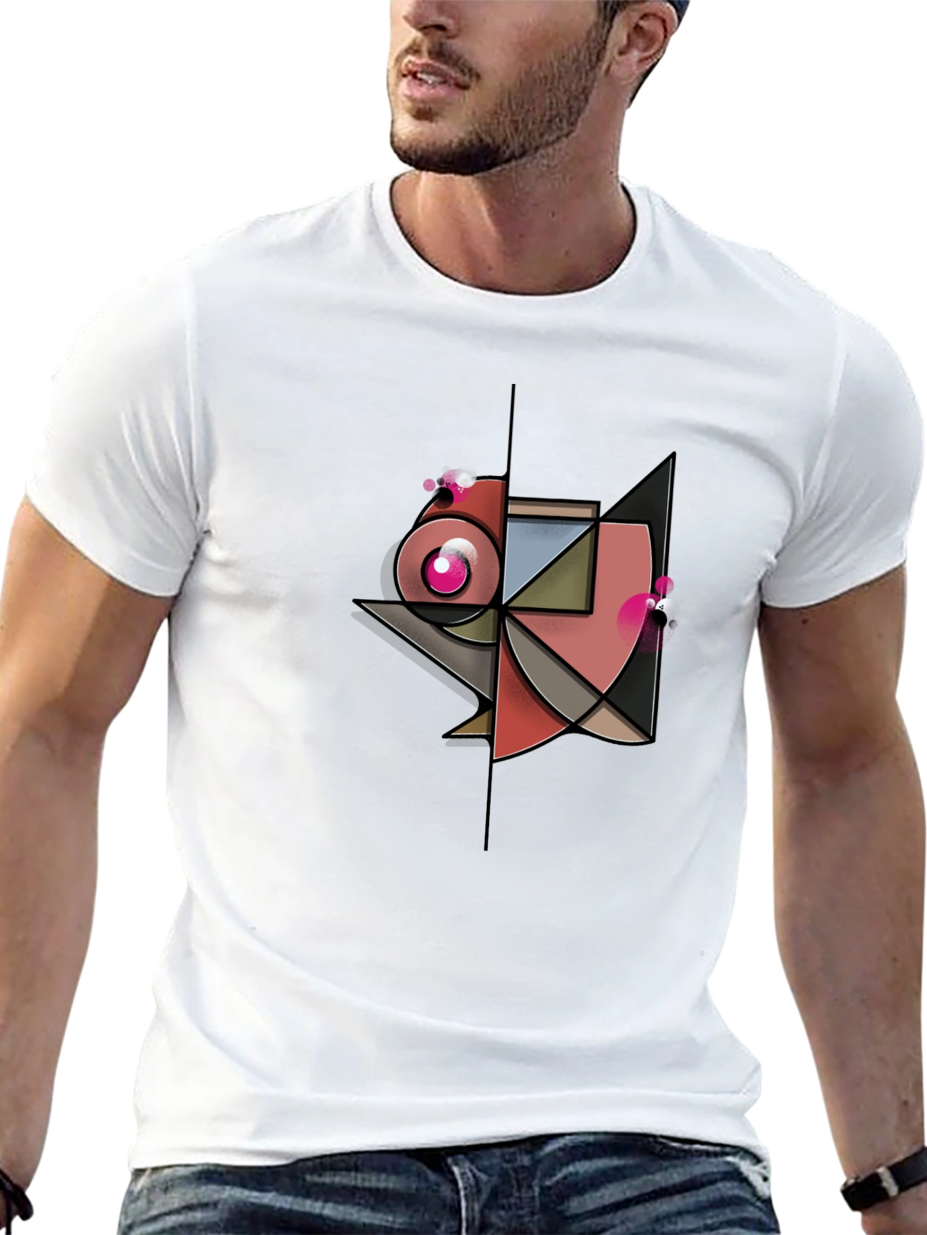 Abstract Geometric Design Black T-Shirt