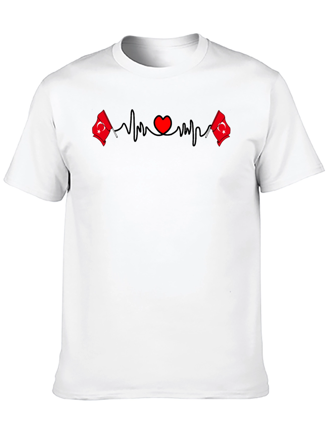 Turkey Flag Heartbeat T-Shirt - Black
