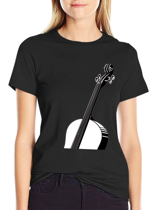 Black Cello Graphic Tee - Musician Style