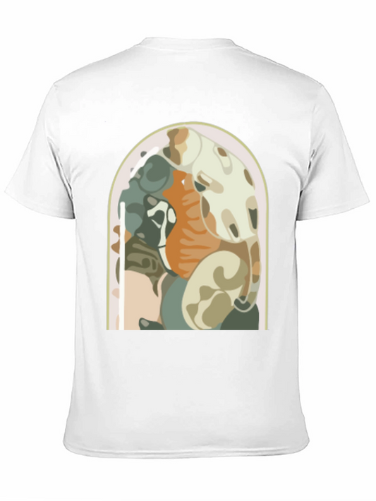 Abstract Art Graphic Tee - Black Cotton Shirt