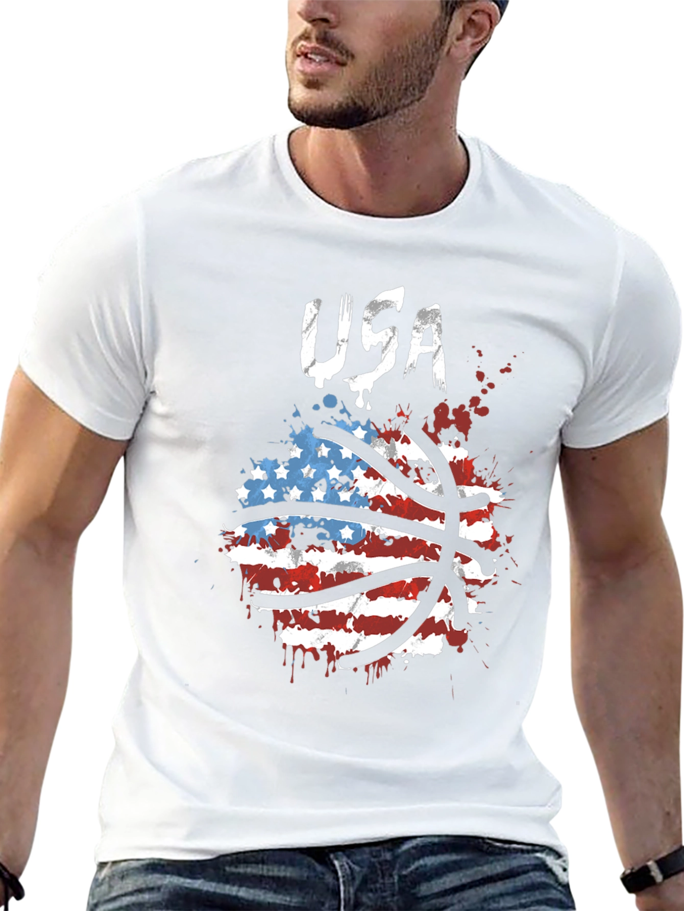 USA Basketball Graphic T-Shirt Patriotic Design