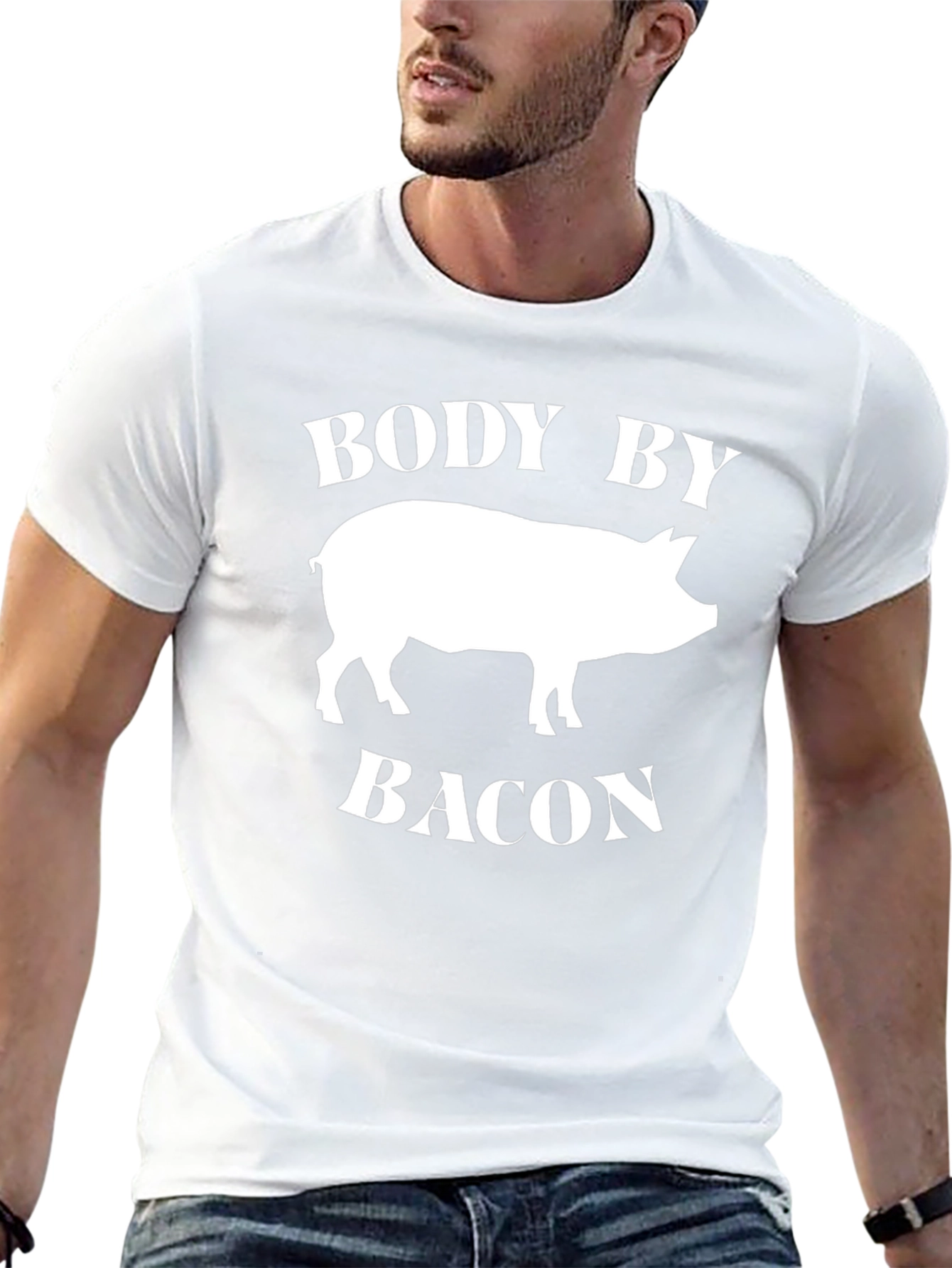 Body by Bacon T-Shirt - Funny Pig Graphic Tee