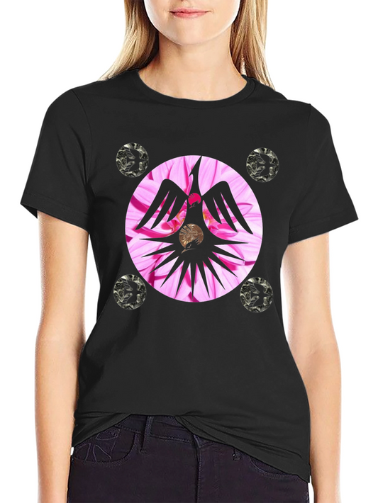 Unique Graphic Tee with Floral Phoenix Design