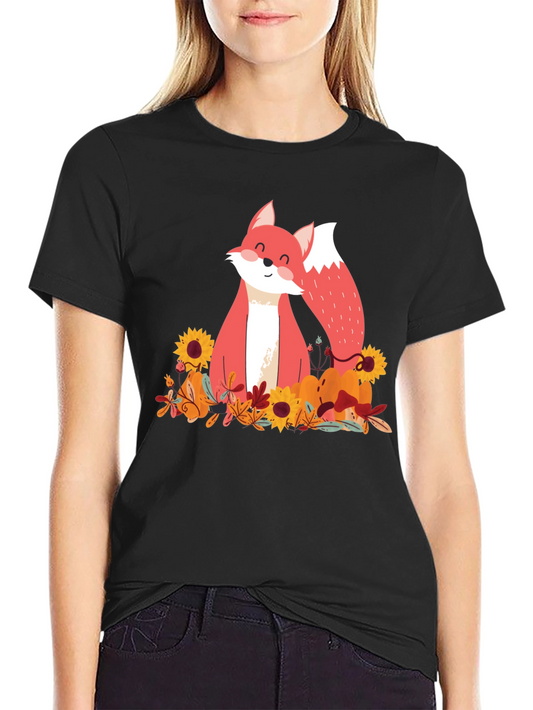 Autumn Fox Graphic Tee - Unisex Black T-Shirt