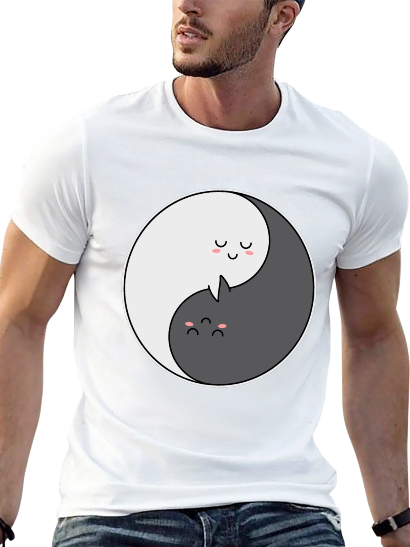 Yin Yang Cat Graphic T-Shirt