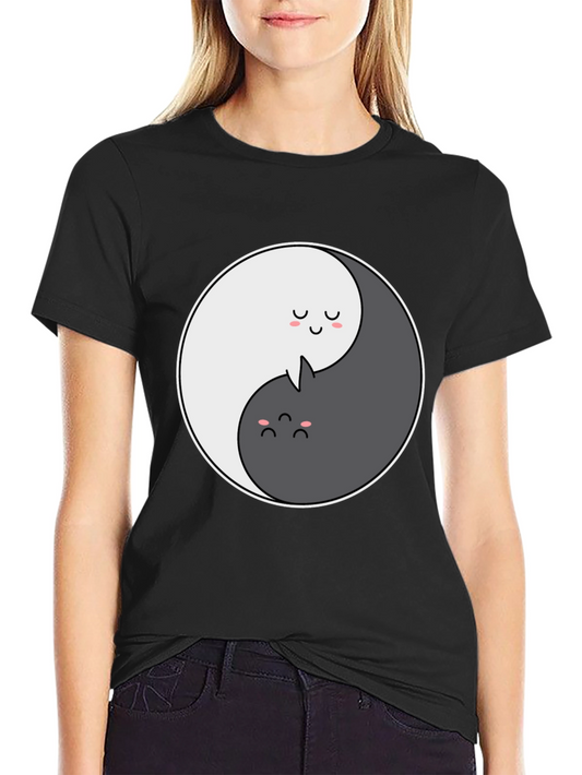 Yin Yang Cat Graphic T-Shirt