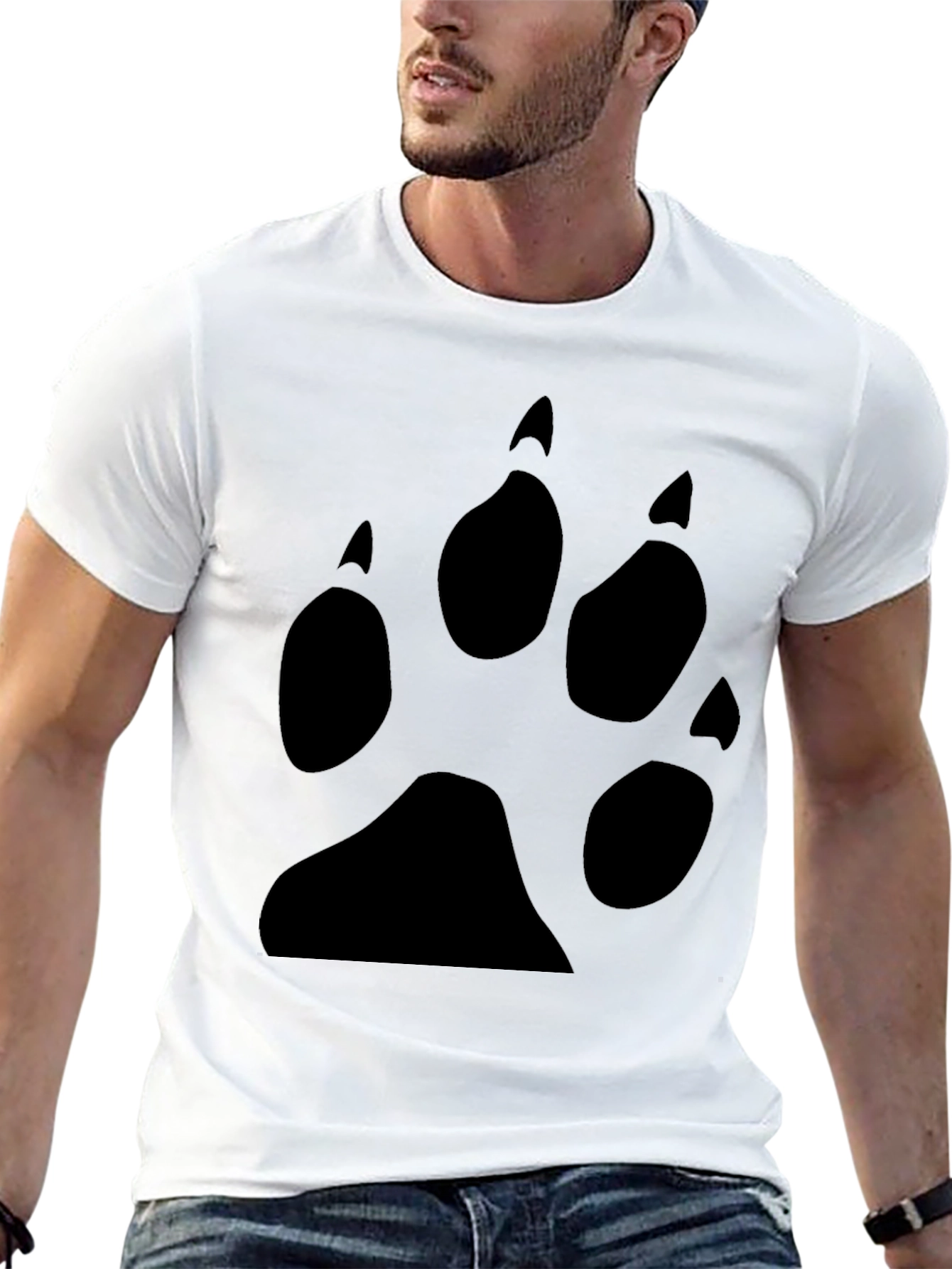 Black T-Shirt with Bear Paw Print