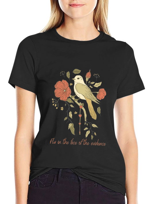 Bird and Floral Graphic Tee - Fly in the Face