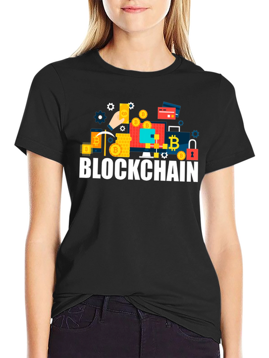 Blockchain Crypto T-Shirt - Black Crew Neck Tee