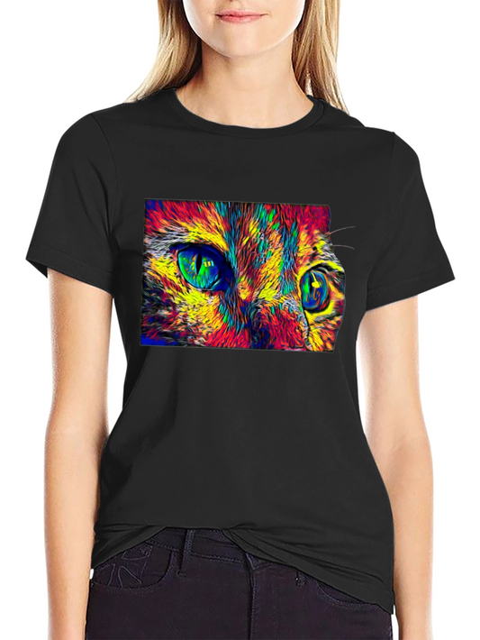 Abstract Cat Eyes Graphic T-Shirt