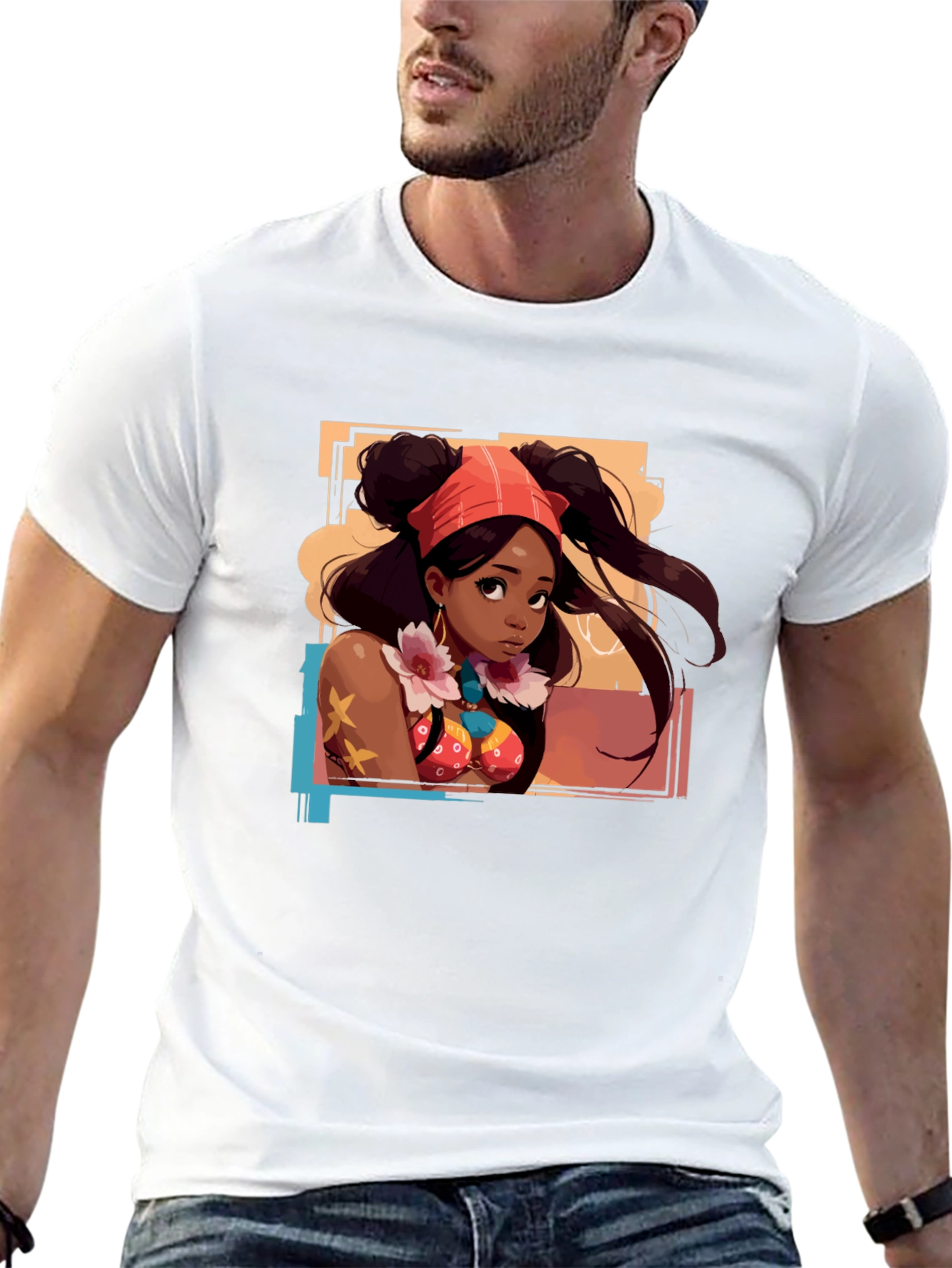 Anime Girl Graphic T-Shirt - Black
