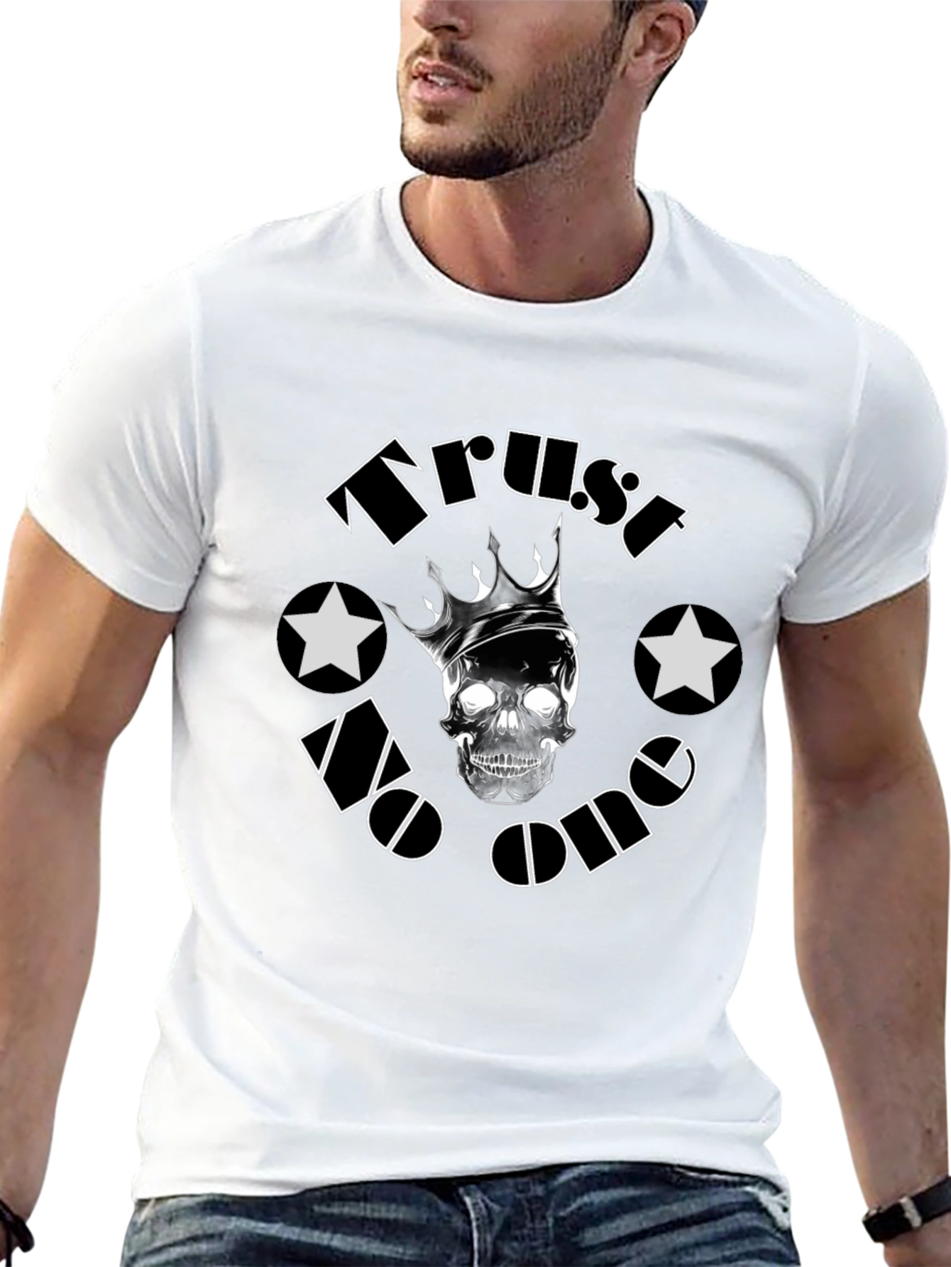 Trust No One Skull Crown Black T-Shirt