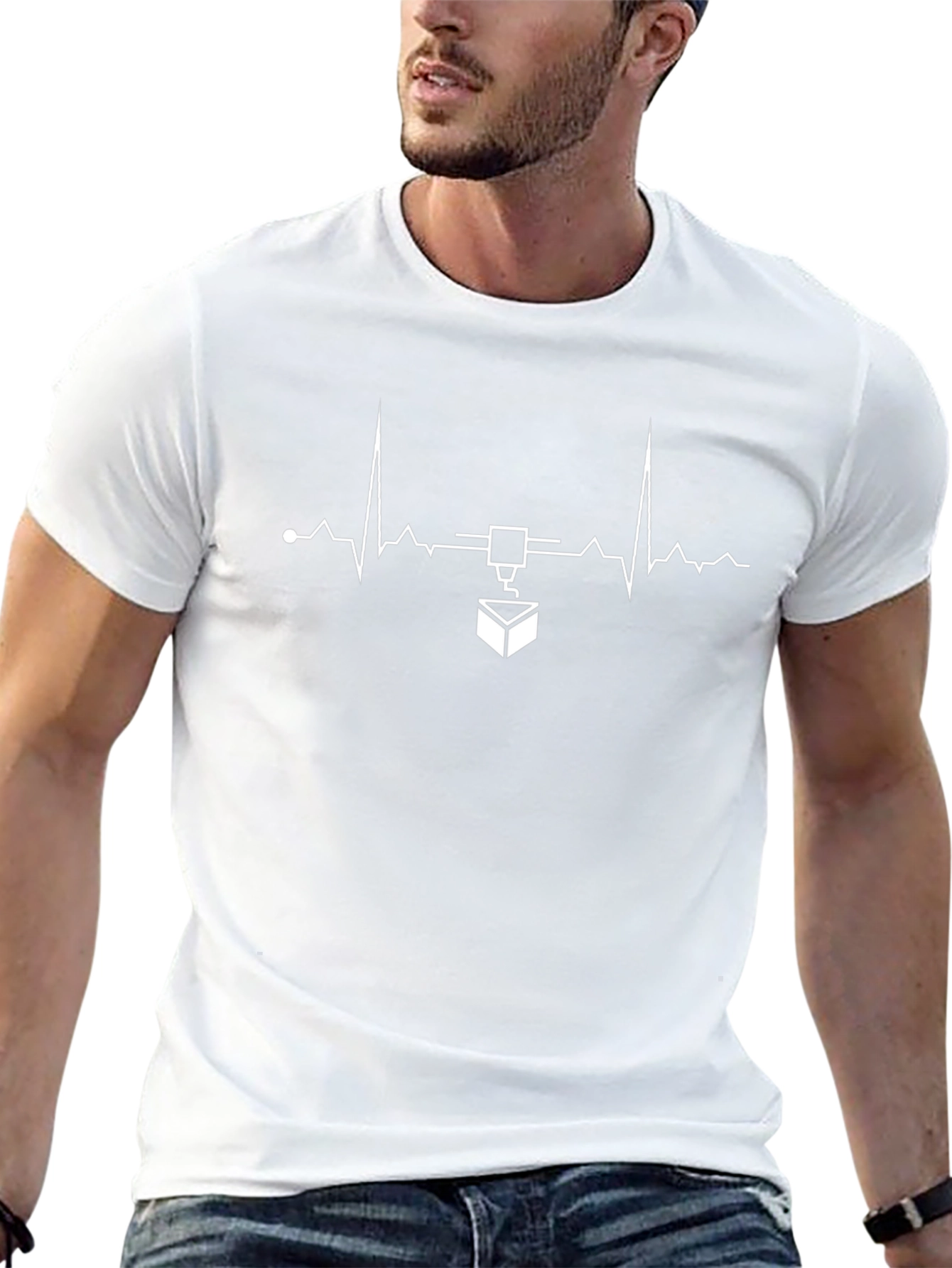 3D Printing Heartbeat T-Shirt - Black