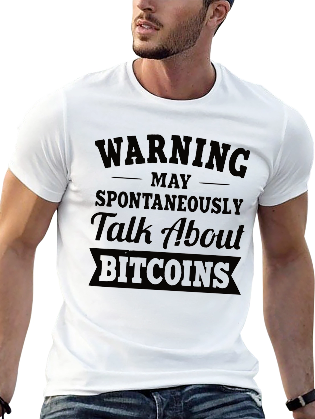 Warning May Talk About Bitcoins Black T-Shirt
