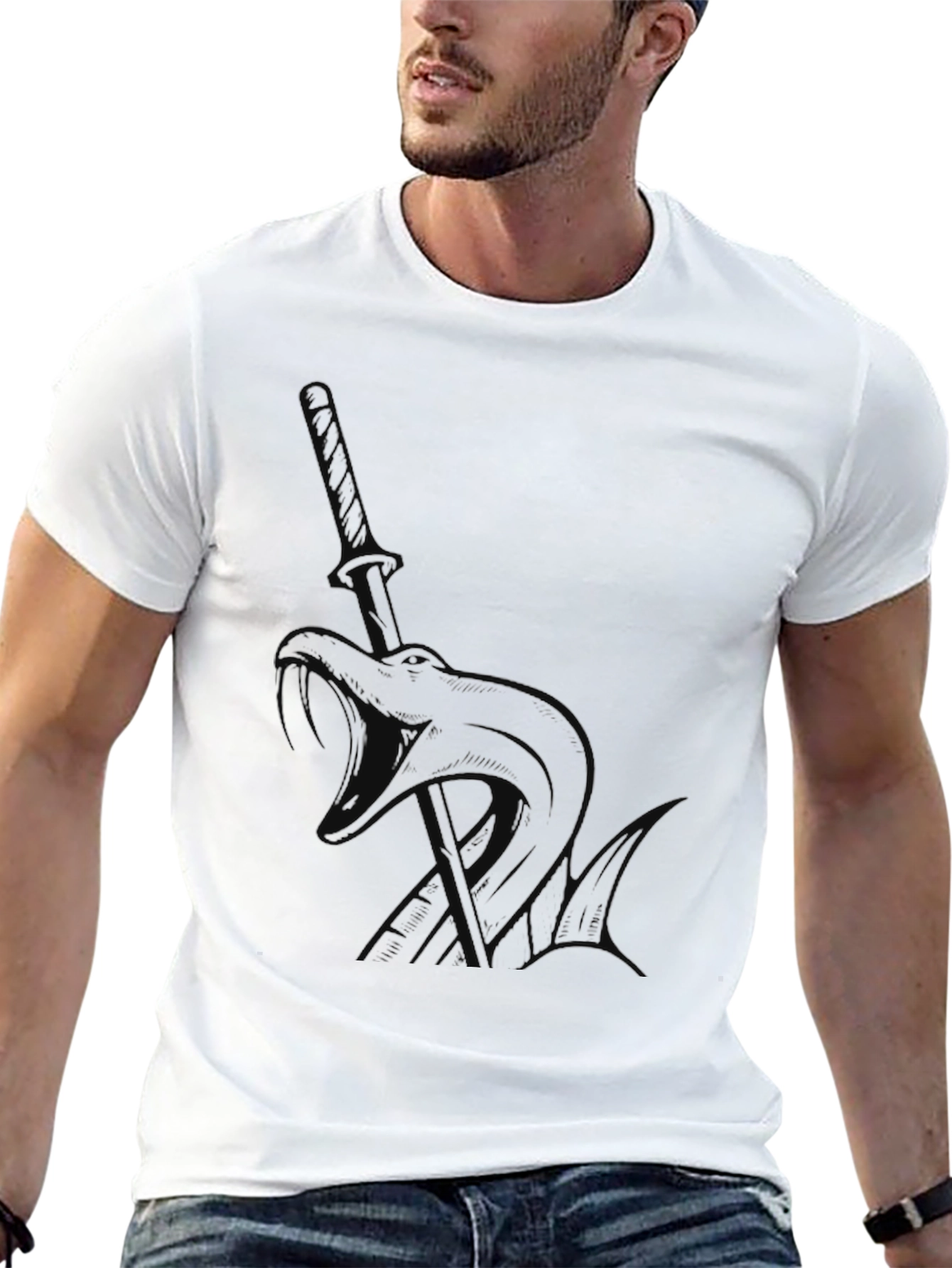 Black Katana Graphic Tee - Edgy Style