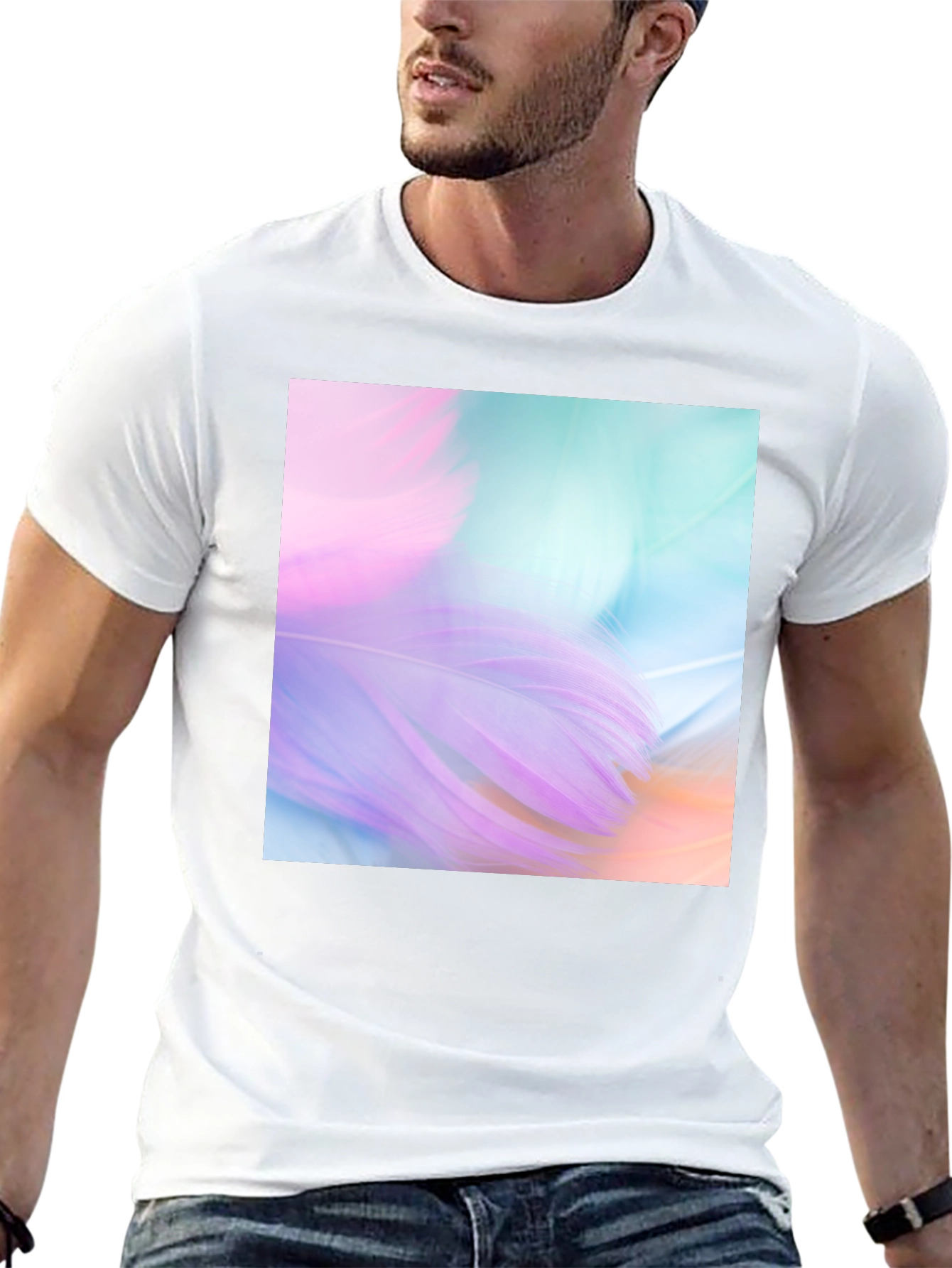 Abstract Feather Graphic Black Tee